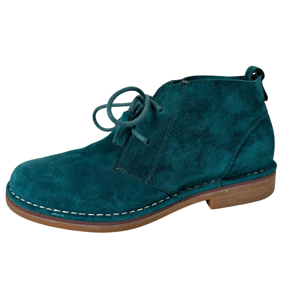 Hush Puppies Green Suede Chukka Boots Tassel Lace Up Leather Ankle Bootie 8